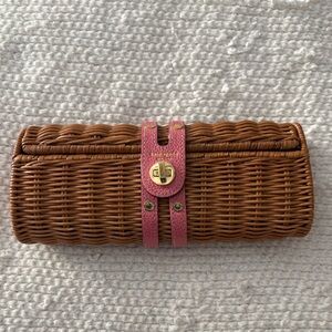 Kate Spade Wicker and Leather Clutch- Great used condition